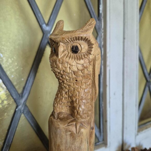 Vintage Owl Wood Sculpture - Unique Folk Art Peice! - Picture 3 of 11
